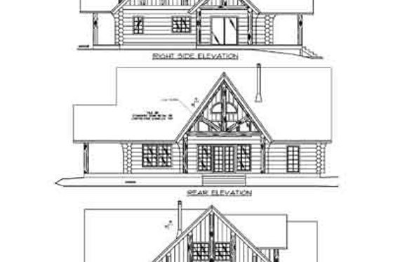 Exterior - Rear Elevation for Log House Plan #117-120 - 3 bed, 3 bath