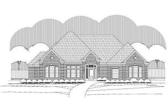 Exterior - Front Elevation for European House Plan #411-745 - 3 bed, 2.5 bath