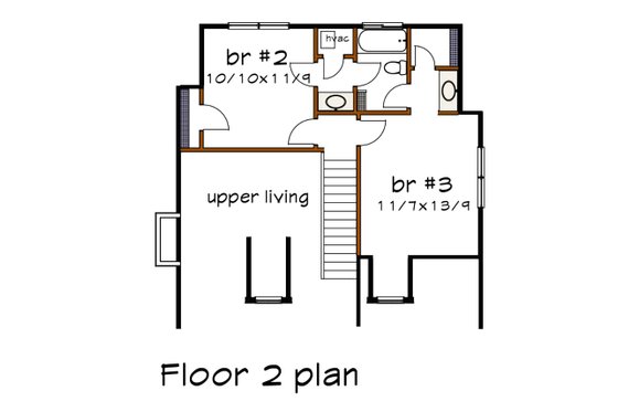 Floor Plan - Upper Floor for Farmhouse House Plan #79-212 - 3 bed, 2.5 bath