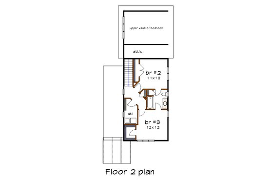 Floor Plan - Upper Floor for Modern House Plan #79-322 - 3 bed, 2.5 bath
