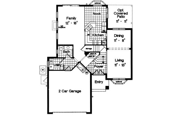 Floor Plan - Main Floor for Mediterranean House Plan #417-184 - 4 bed, 2 bath
