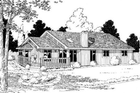 Exterior - Rear Elevation for Traditional House Plan #312-302 - 3 bed, 2 bath
