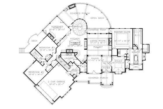 Floor Plan - Main Floor for Craftsman House Plan #54-563 - 3 bed, 2.5 bath