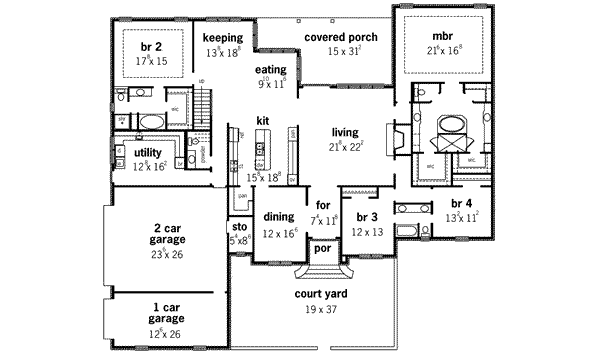 European Floor Plan - Main Floor Plan #16-317