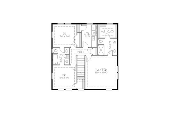 Floor Plan - Upper Floor for Craftsman House Plan #423-64 - 3 bed, 2.5 bath