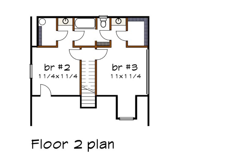Architectural House Design - Floor Plan - Upper Floor for Farmhouse House Plan #79-158 - 3 bed, 2.5 bath