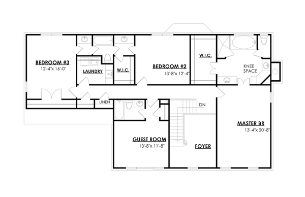 Architectural House Design - Colonial Floor Plan - Upper Floor Plan #30-367