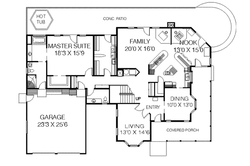Architectural House Design - Floor Plan - Main Floor for Country House Plan #60-378 - 5 bed, 3.5 bath