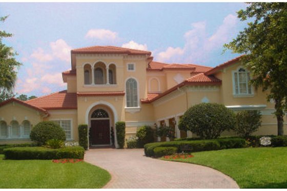 Exterior - Front Elevation for Mediterranean House Plan #135-211 - 6 bed, 4.5 bath