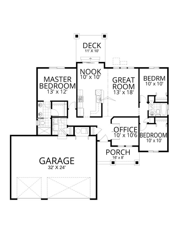 Craftsman Floor Plan - Main Floor Plan #112-245