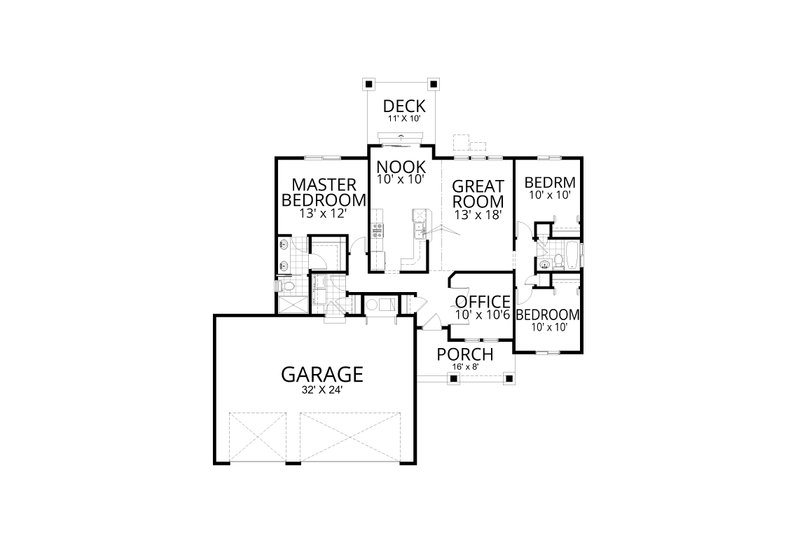 House Blueprint - Floor Plan - Main Floor for Craftsman House Plan #112-245 - 4 bed, 2 bath