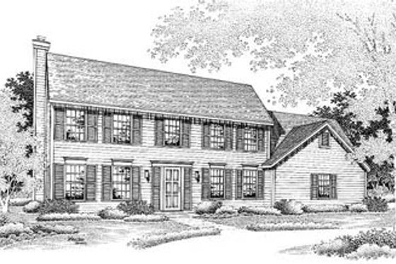Exterior - Front Elevation for Colonial House Plan #50-187 - 4 bed, 3.5 bath