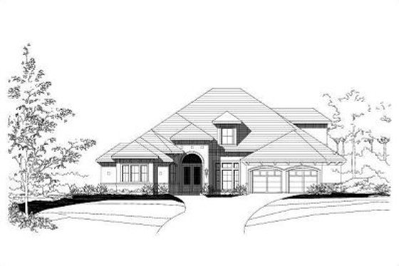 Exterior - Front Elevation for European House Plan #411-602 - 3 bed, 2.5 bath