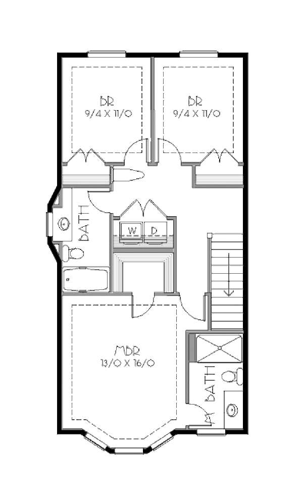 Traditional Floor Plan - Upper Floor Plan #423-26