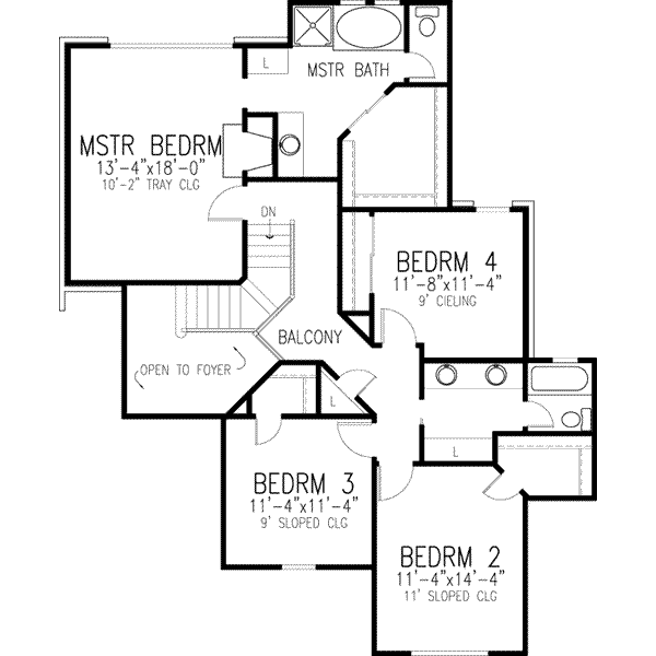 Architectural House Design - European Floor Plan - Upper Floor Plan #410-365