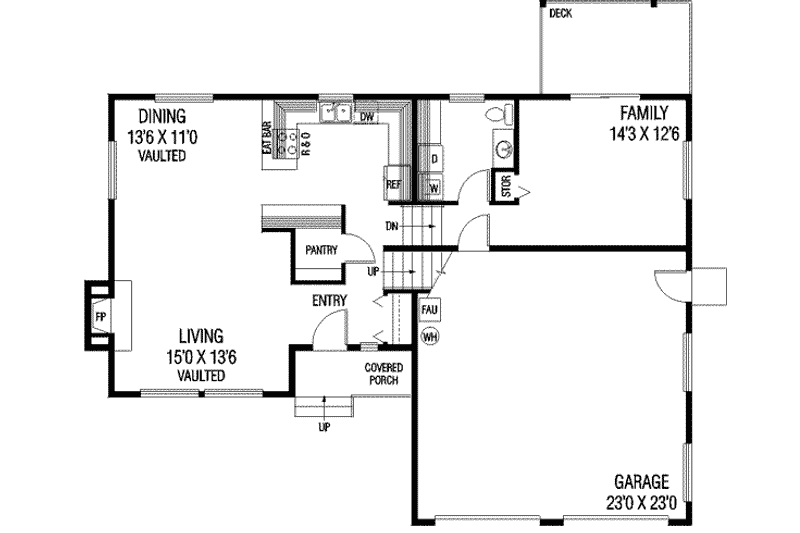 Home Plan - Floor Plan - Main Floor for Traditional House Plan #60-343 - 3 bed, 2.5 bath