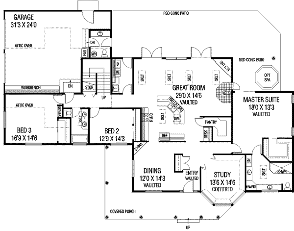 Southern Floor Plan - Main Floor Plan #60-626