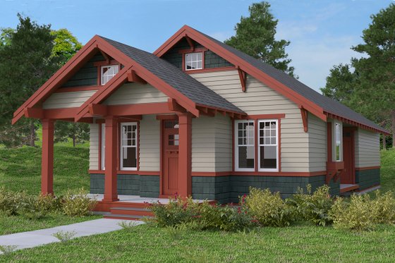 Exterior - Front Elevation 4 for Craftsman House Plan #895-53 - 1 bed, 1 bath