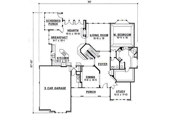 Traditional Floor Plan - Main Floor Plan #67-443