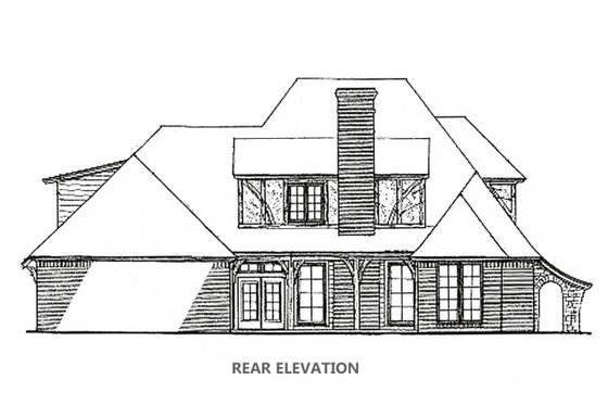Exterior - Rear Elevation for Tudor House Plan #310-653 - 4 bed, 3.5 bath