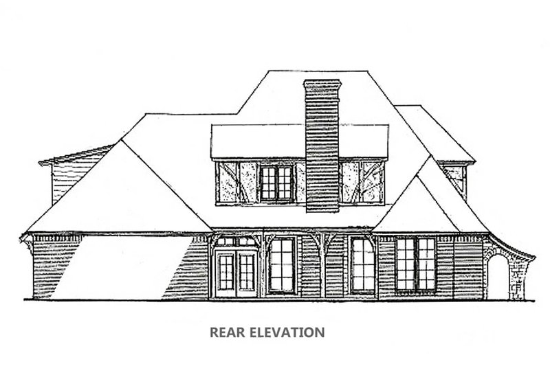 Architectural House Design - Exterior - Rear Elevation for Tudor House Plan #310-653 - 4 bed, 3.5 bath