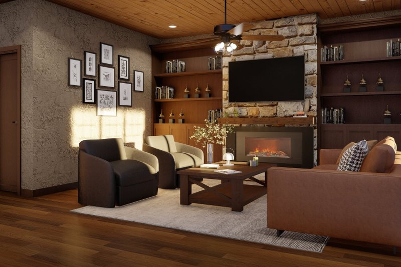 House Blueprint - Interior - Family Room 1 for European House Plan #17-2260 - 3 bed, 2.5 bath