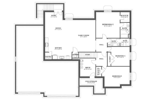 Dream House Plan - Craftsman Floor Plan - Lower Floor Plan #1060-406