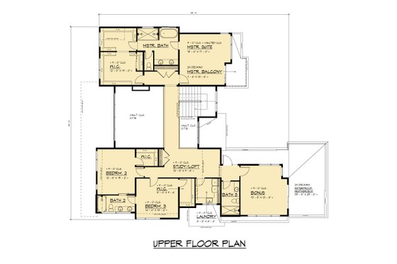 Floor Plan - Upper Floor for Contemporary House Plan #1066-308 - 5 bed, 4.5 bath