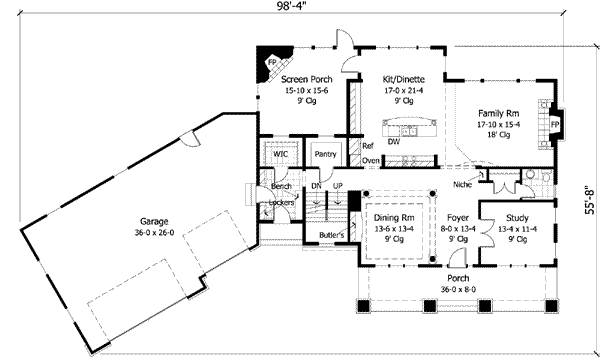 Dream House Plan - Country house plan with Craftsman details, floor plan