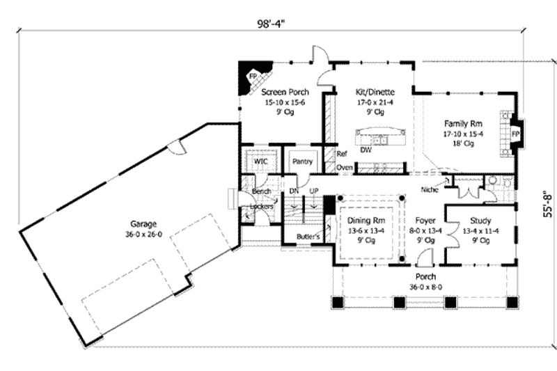 Home Plan - Country house plan with Craftsman details, floor plan