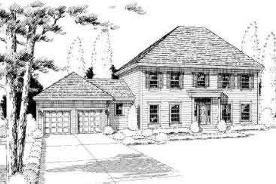 Exterior - Front Elevation for Colonial House Plan #312-395 - 4 bed, 2.5 bath