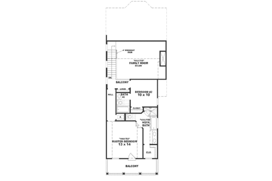 Floor Plan - Upper Floor for Southern House Plan #81-111 - 2 bed, 2.5 bath