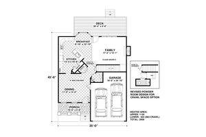 Floor Plan - Main Floor for Craftsman House Plan #56-722 - 3 bed, 2.5 bath