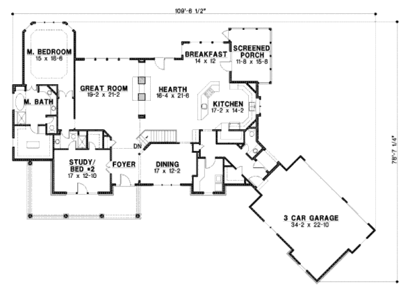 Farmhouse Floor Plan - Main Floor Plan #67-774