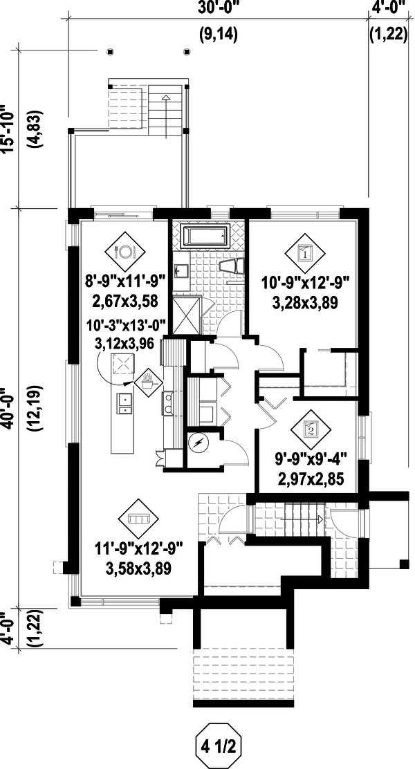 Contemporary Floor Plan - Lower Floor Plan #25-4555
