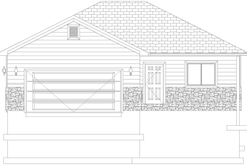 House Blueprint - Exterior - Front Elevation 4 for Ranch House Plan #1060-438 - 2 bed, 2 bath