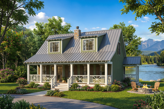 Exterior - Front Elevation 3 for Colonial House Plan #17-2761 - 3 bed, 2 bath