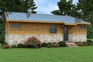 Exterior - Rear Elevation for Cabin House Plan #472-439 - 2 bed, 2 bath