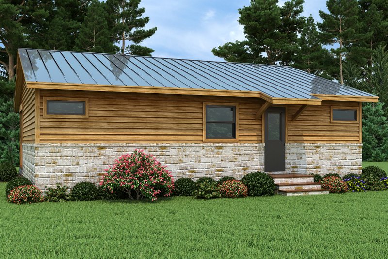 House Blueprint - Exterior - Rear Elevation for Cabin House Plan #472-439 - 2 bed, 2 bath