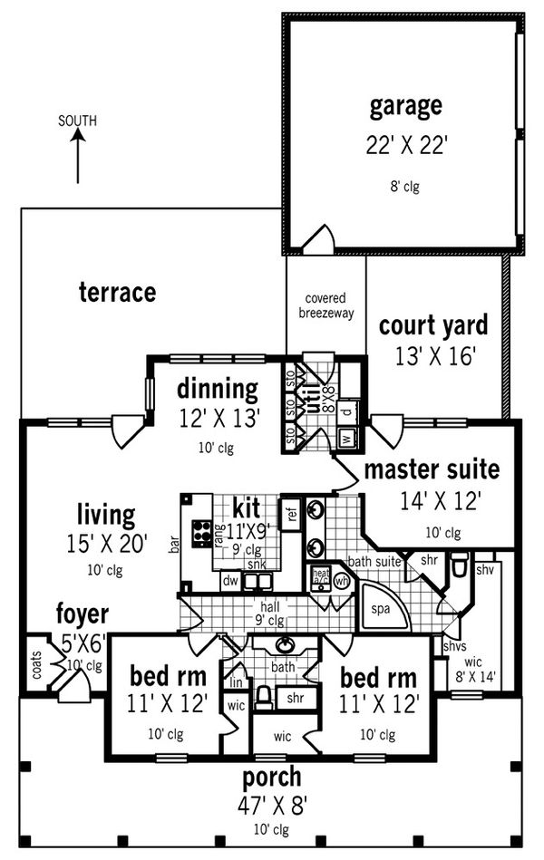 Dream House Plan - Southern Floor Plan - Main Floor Plan #45-573