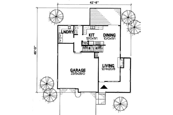 Floor Plan - Main Floor for Traditional House Plan #50-212 - 3 bed, 2.5 bath