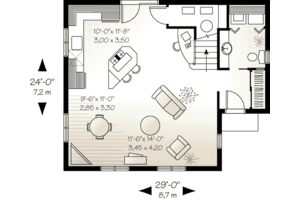 Floor Plan - Main Floor for Country House Plan #23-226 - 2 bed, 1.5 bath