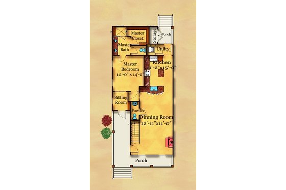 Floor Plan - Main Floor for Cottage House Plan #442-3 - 3 bed, 2.5 bath