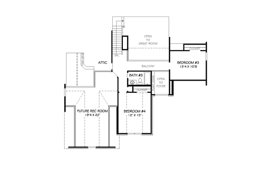 Floor Plan - Upper Floor for Traditional House Plan #424-346 - 4 bed, 3 bath
