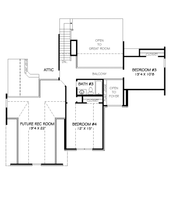 Traditional Floor Plan - Upper Floor Plan #424-346