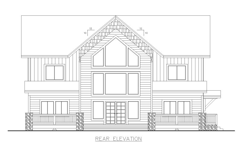 House Blueprint - Exterior - Rear Elevation for Farmhouse House Plan #117-955 - 3 bed, 3.5 bath