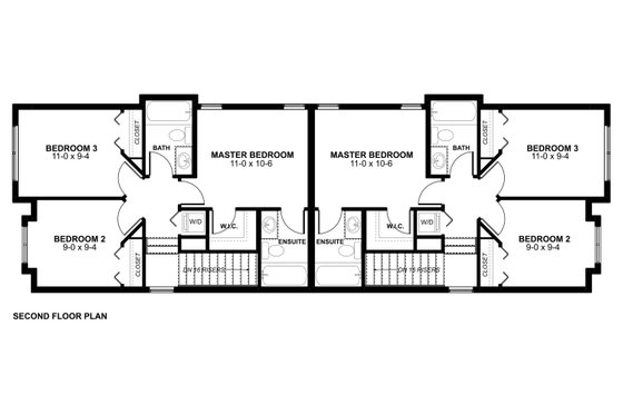 Floor Plan - Upper Floor for Contemporary House Plan #126-274 - 3 bed, 2.5 bath