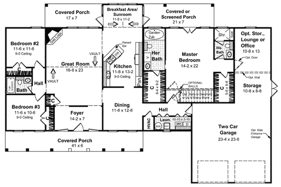 Floor Plan - Main Floor for Country House Plan #21-105 - 3 bed, 3 bath