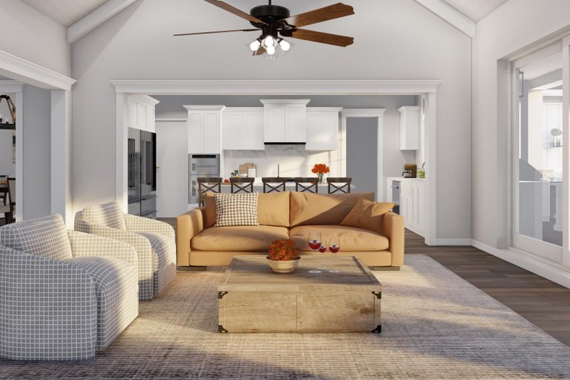 House Blueprint - Interior - Family Room for Farmhouse House Plan #923-404 - 3 bed, 3.5 bath