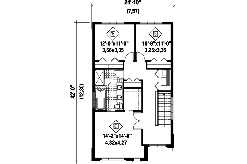 Contemporary Style House Plan - 3 Beds 1 Baths 1699 Sq/Ft Plan #25-4564 ...